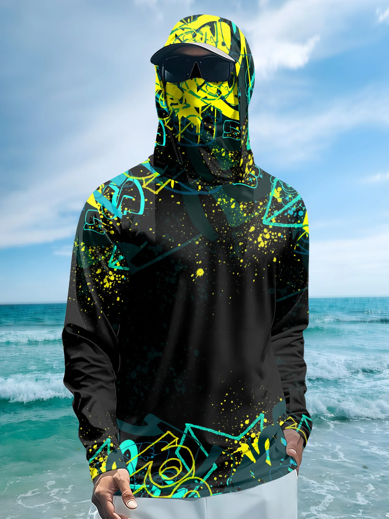 Fishing Mask Sun Protection - Erkek UPF50+ Balıkçı Kapüşonlu Yaka Yüz